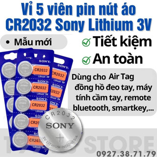 (CÓ SẴN) Vỉ 5 Viên Pin Sony/Panasonic CR2032 / CR2025 / CR2016 / LR44 AG13 Pin 3V Lithium Made in Indonesia - Chính hãng