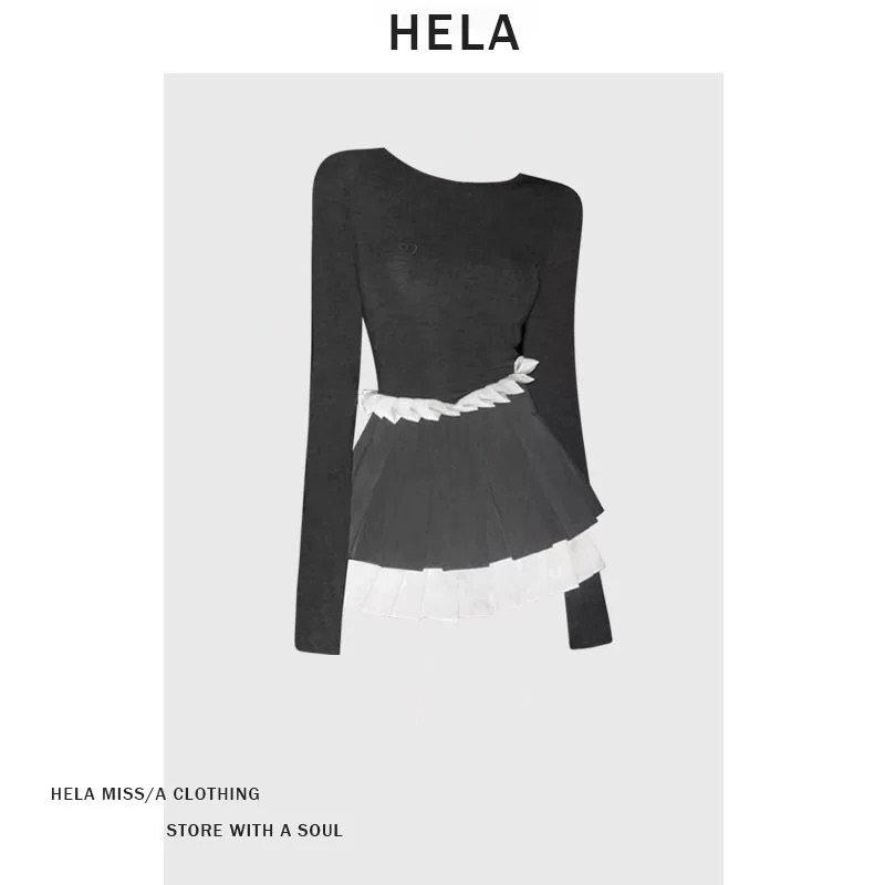 (SẴN SET S) Set Hela Áo Tay Dài Và Chân Váy Xếp Ly Chính Hãng Video Thật