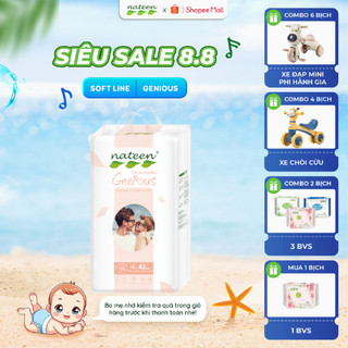 Tã bỉm dán hữu cơ nateen genious dòng cải tiến cao cấp châu âu size l42