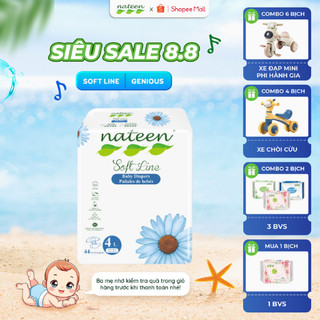 TÃ/BỈM DÁN hữu cơ NATEEN SOFTLINE Mềm Mại, Mỏng Và Thoáng Khí Size L44 (8-14kg)