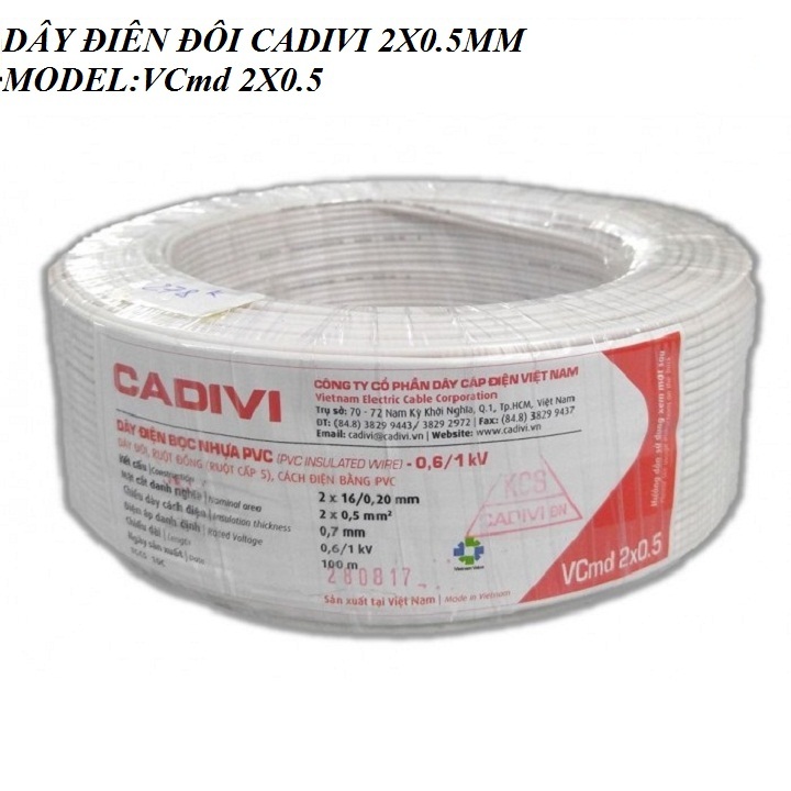 Dây Điện Đôi Cadivi 2x0.5 Vcmd 2x16 Cuộn 100m
