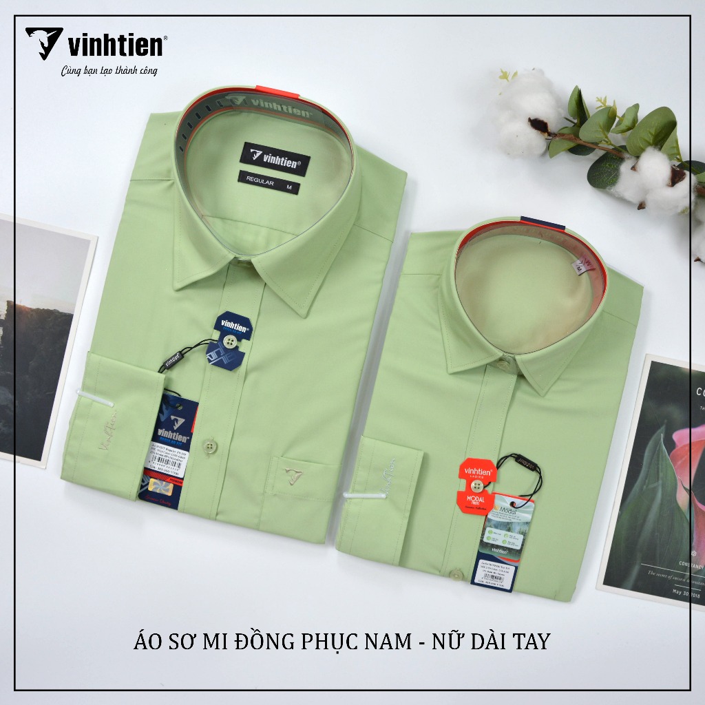 Áo Sơ Mi Dài Tay Nam Nữ Đồng Phục, Áo Sơ Mi Cặp Vĩnh Tiến - Nhiều Màu