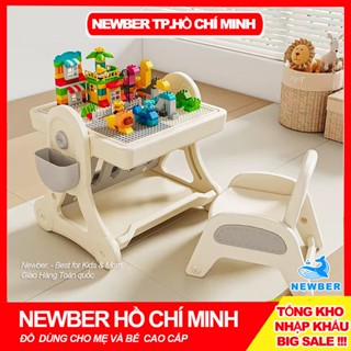 Bộ Bàn Xếp Hình Đa Năng Cho Bé Kết Hợp Bàn Học, Bảng Vẽ Có Kèm Ghế, Bộ Bàn Ghế Xếp Lego Cho Bé