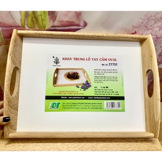 Khay trung lỗ cầm tay Oval Đức Thành 27731 - Khay gỗ Đức Thành đáy ván ép phủ mica
