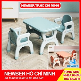 Bộ Bàn Học Cho Bé Cao Cấp 2in1 Newber VIP 2024 - Bộ Bàn Ghế Trẻ Em Dày Dặn,Chất Liệu Nhựa Cao Cấp