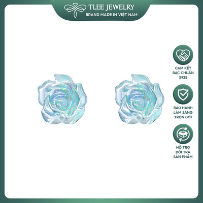 Khuyên tai bạc nữ TLEE, bông tai chuôi bạc gắn hoa hồng pha lê nhiều mẫu nữ tính TLEE JEWELRY B0471