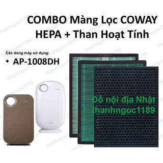 Coway ap-1008dh|combo màng lọc hepa + than hoạt tính máy lọc khí coway ap-1008dh