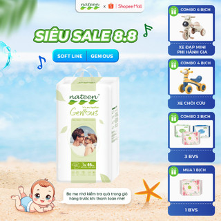 Tã bỉm dán hữu cơ nateen genious dòng cải tiến cao cấp châu âu size m46