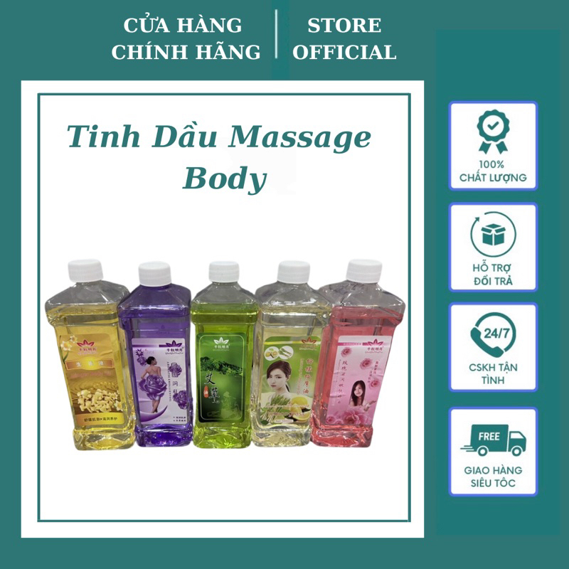 Tinh Dầu Massage Body , Dầu Gừng, Lavender, Sả Chanh, Oliu, Hoa Hồng Thơm Dịu Nhẹ