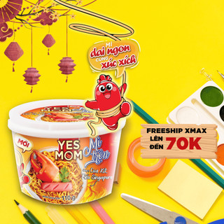 Thùng 12 tô Mì Tô Trộn Cua Xốt Singapore Yes Mom 110gr/ Tô