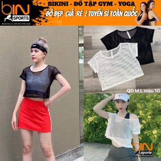 Áo tanktop nữ tập gym yoga aerobic thể thao chất liệu thun lưới thoáng mát thấm hút mồ hôi BINSPORTS A104