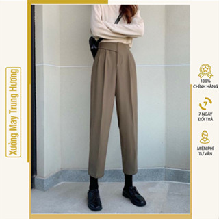  Quần baggy nữ 2 khuy vạt lệch cạp có chun sau - Quần công sở nữ size từ 45kg - 60kg 