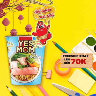 Thùng 24 ly Mì Sườn Heo Yes Mom Có Xúc Xích 76g/ly