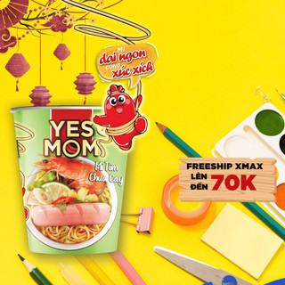 Thùng 24 ly mì Yes Mom Tôm Chua Cay 76gr/ ly