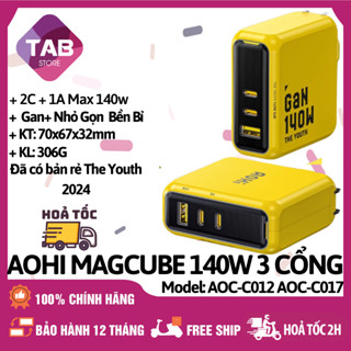 Củ Sạc Aohi Magcube 140w 3 Cổng PD3.1/PPS/IQ4+ Chính Hãng - Bảo Hành 12 Tháng (AOC C012 AOC C017)