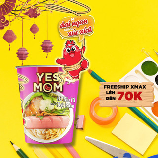 Thùng 24 Ly Hủ Tiếu Mì Thịt Bằm Yes Mom Có Xúc Xích 76g/ly