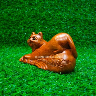 Tượng con mèo gỗ hương