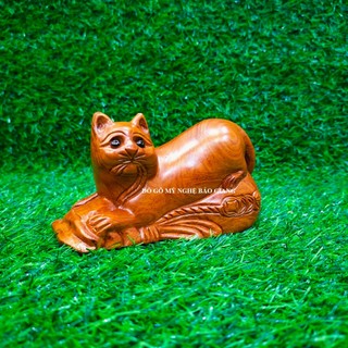Tượng con mèo gỗ hương