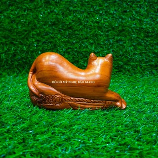 Tượng con mèo gỗ hương