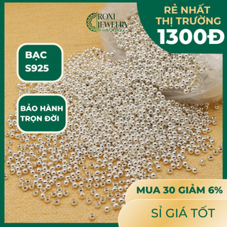 Bi bạc s925 hạt tròn trơn size tùy chỉnh 2 - 4mm xâu vòng diy, handmade - bis.004 - roxi jewelry