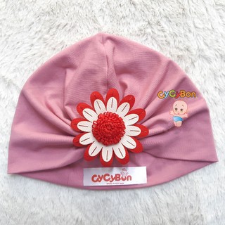 Mũ Nón Turban Cho Bé Thun Đính Bông Hoa Cúc Đỏ Trắng Cực Xinh Nhiều Size - Có Size Từ Sơ Sinh !