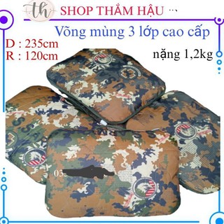Võng Mùng Quân Đội Xếp Gọn Chống Muỗi Chất Vải Dày Lót Gòn Cao Cấp Dài 235cm Rộng 120cm