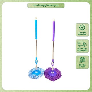 Cây lau nhà tự vắt thông minh 360 độ inox chất lượng không rỉ chắc chắn tiện lợi mâm nhựạ tròn kèm bông lau siêu thấm