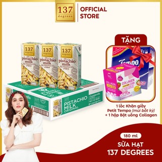 [MUA THÙNG 180ML TẶNG 1 LỐC KHĂN GIẤY PETIT TEMPO VÀ 1 HỘP COLLAGEN SAPPE ] Thùng Sữa Hạt Dẻ Cười Nguyên Chất 137Degrees