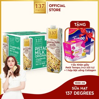 [MUA THÙNG 1 LÍT TẶNG 1 LỐC KHĂN GIẤY PETIT TEMPO VÀ 1 HỘP COLLAGEN SAPPE ] Thùng Sữa Hạt Dẻ Cười Nguyên Chất 137Degrees