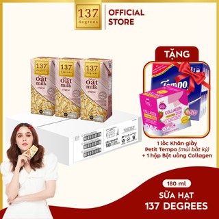 [MUA THÙNG 180ML TẶNG 1 LỐC KHĂN GIẤY PETIT TEMPO VÀ 1 HỘP COLLAGEN SAPPE ] Sữa hạt Yến Mạch nguyên chất 137 DEGREES
