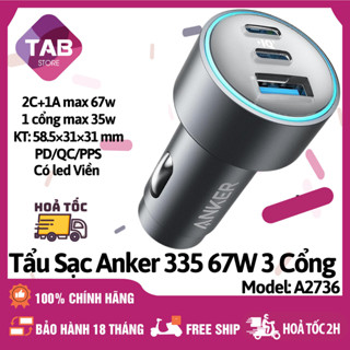 Tẩu Sạc Nhanh Anker 335 67w 3 Cổng PD/PPS/QC3.0  A2736 - Bảo Hành 18 Tháng