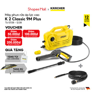 Máy rửa xe karcher cầm tay k2 classic 9m plus - bản cải tiến 2023 - áp lực 110 bar giúp làm sạch xe máy, sân vườn