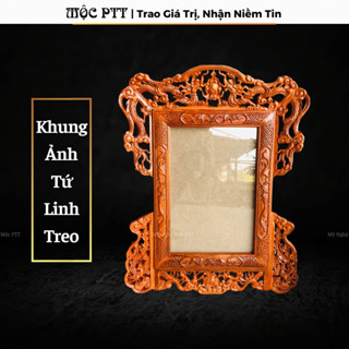  Khung Ảnh Thờ Tứ Linh Treo Gỗ Hương Đá 25 x 35 cm 
