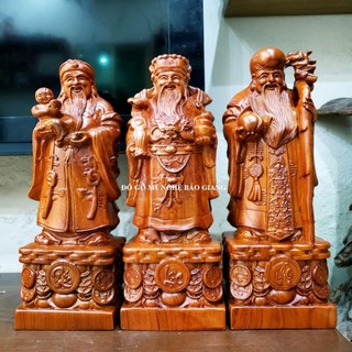 Bộ tượng tam da phúc lộc thọ bằng gỗ hương