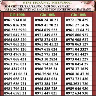 Sim viettel số đẹp đồng giá 100k