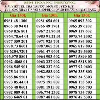 Sim số đẹp viettel đầu 09, 08, 03 đồng giá 150k