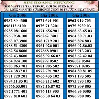 Sim số đẹp viettel đầu 09 đồng giá 200k