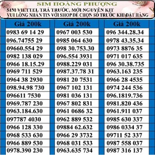 Sim số đẹp viettel đồng giá 200k