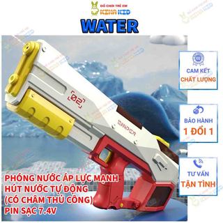 Đồ chơi phun nước tự động áp lực cao Sniper, tự động hút nước, có châm bằng tay, pin sạc chống nước