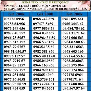 Sim viettel số đẹp đồng giá 200k PL1