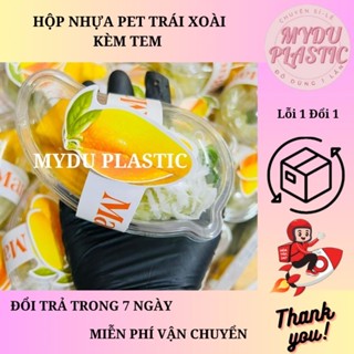 🥭🥭🥭〰️ Hộp Nhựa PET Hình Trái Xoài "KÈM TEM" SD Làm Bánh Mousse, Xôi Xoài...vv 〰️🥭🥭🥭 [SET 50,100 hộp ]
