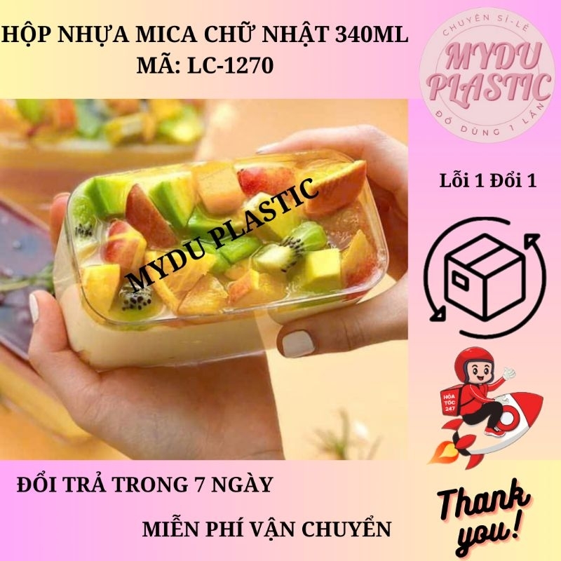 14 HỘP MICA CHỮ NHẬT 340ml Mã LC 1270