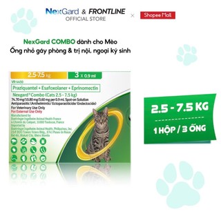 Nexgard combo - ống nhỏ gáy phòng & trị nội, ngoại kí sinh dành cho mèo size l - 1 hộp 3 ống
