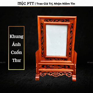 Khung Ảnh Thờ mẫu Hoa Sen gỗ Hương kích thước 20 x 30 và 25 x 35