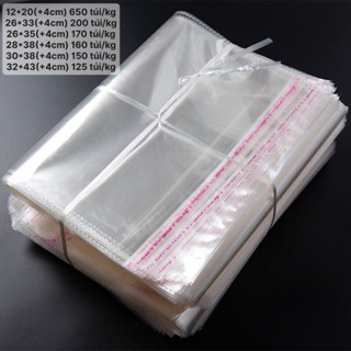   GIÁ SỈ  1Kg - Túi bóng kính dán miệng OPP - Túi đóng quần áo trong suốt nhiều kích thước 