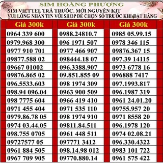Sim số đẹp viettel đồng giá 300k