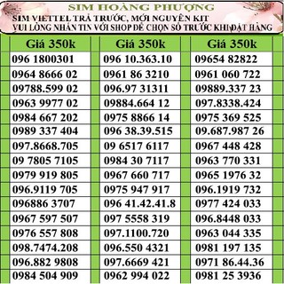 Sim số đẹp viettel đầu 09, 08, 03 đồng giá 350k