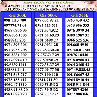 Sim số đẹp viettel đầu 09, 08, 03 đồng giá 500k