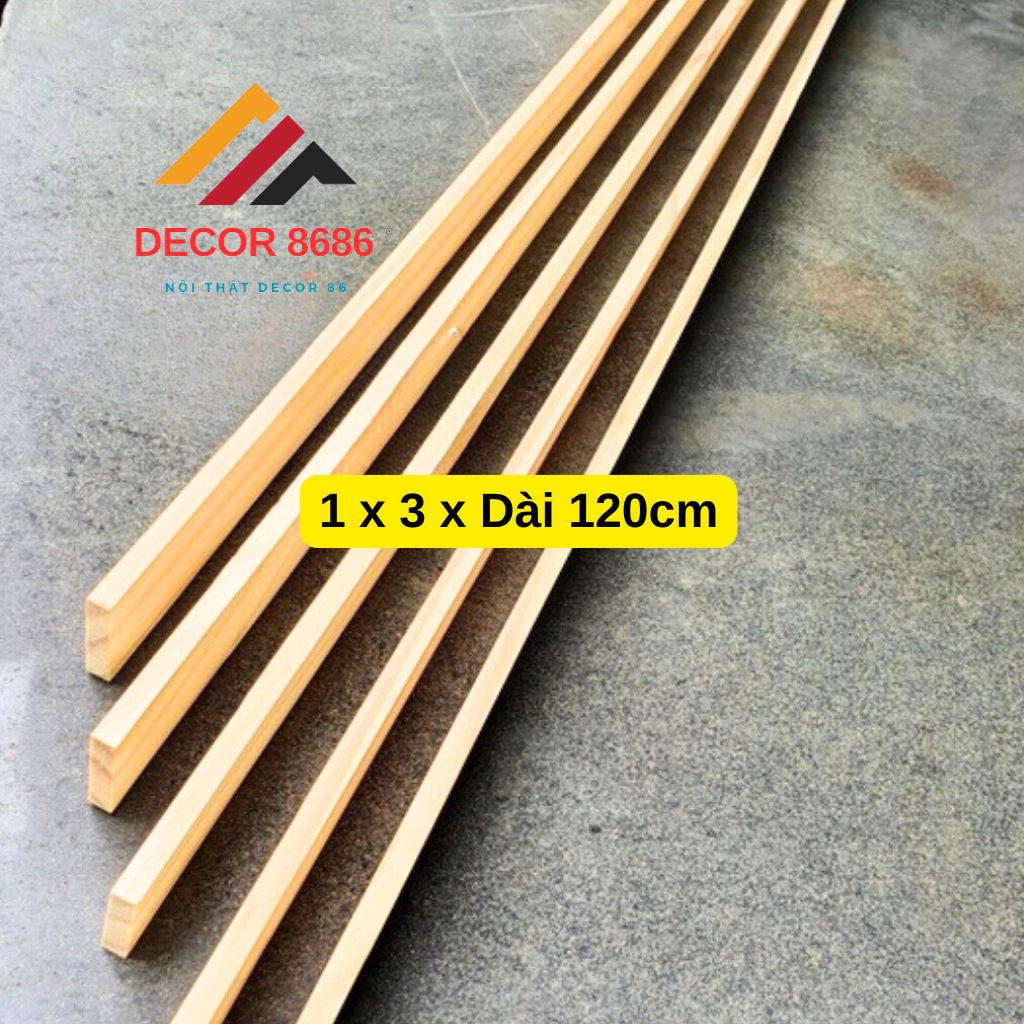 Thanh Nan Gỗ Thông Bào Sẵn Dày 1cm x 3cm x Dài 1m2, Gỗ Thông Pallet Xẻ Thanh Dùng Làm Nẹp Chỉ Decor,