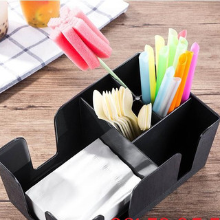 Khay đựng ống hút, khăn giấy chất liệu nhựa đúc bền đẹp Khay đựng bút, đồ dùng học tập - Thiết bị trà chanh